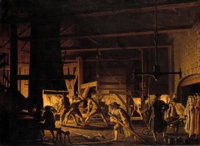 In the Anchor-Forge at Söderfors. The Smiths Hard at Work by Pehr Hilleström